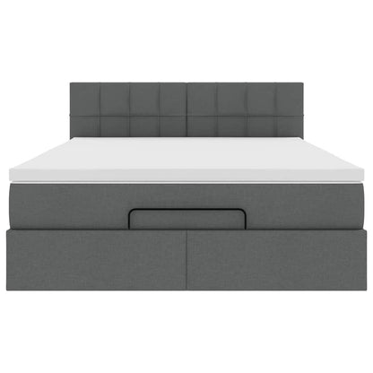 Bed poef met matras en LED's stof 140x190 cm donkergrijs