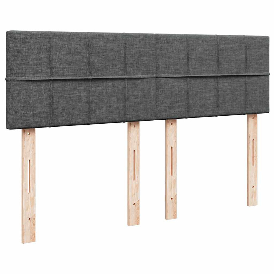 Bed poef met matras en LED's stof 140x190 cm donkergrijs