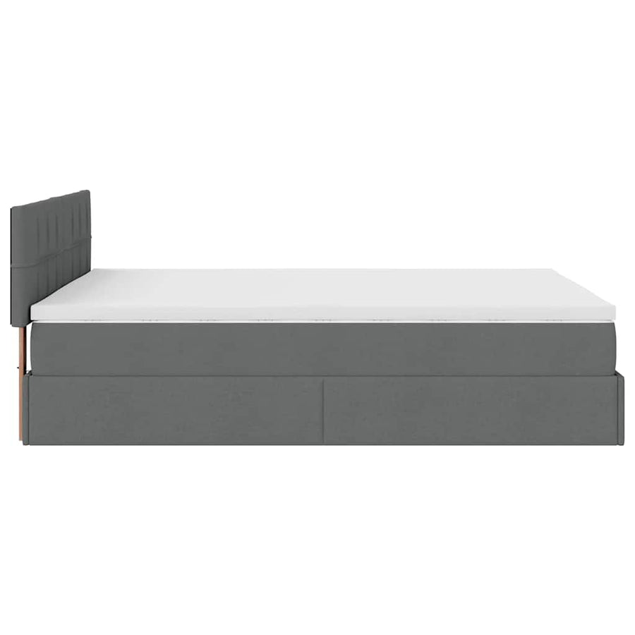 Bed poef met matras en LED's stof 140x190 cm donkergrijs