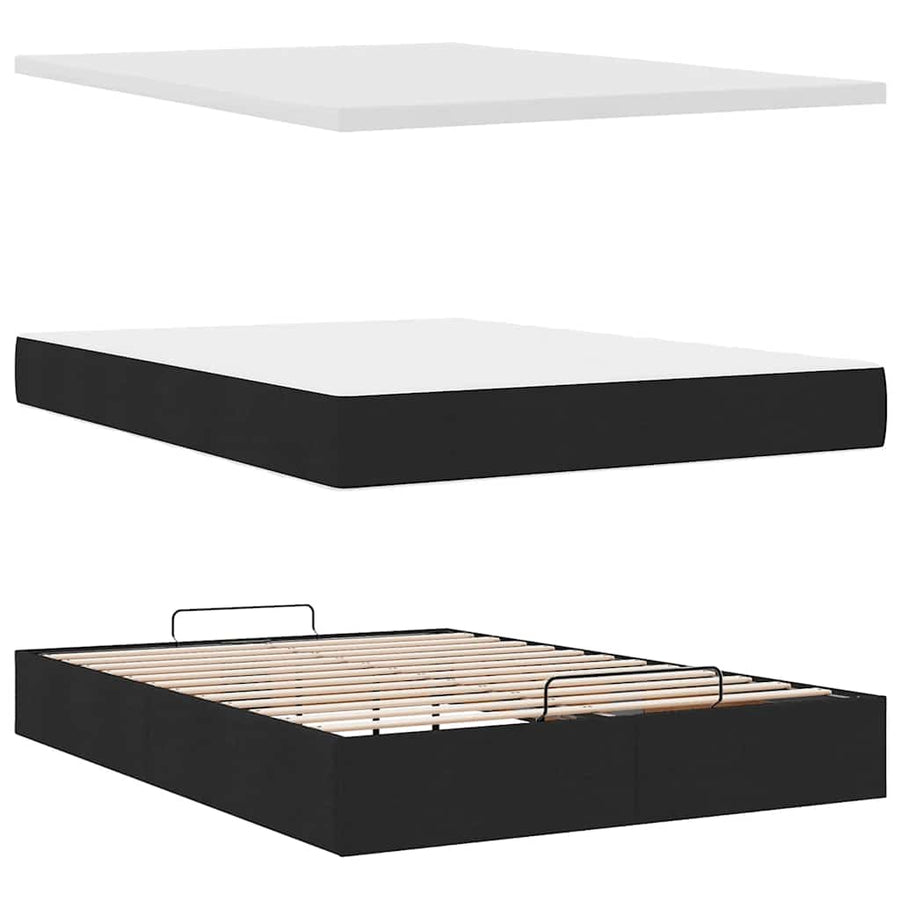Bed poef met matras en LED's stof 140x190 cm zwart
