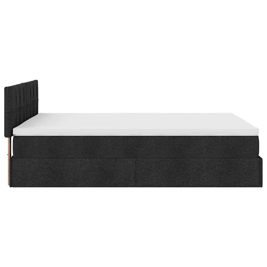 Bed poef met matras en LED's stof 140x190 cm zwart