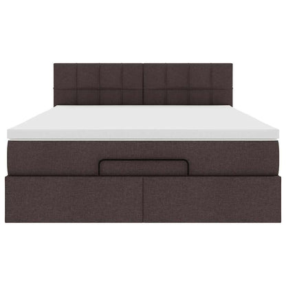 Bed poef met matras en LED's 140x190 cm stof donkerbruin