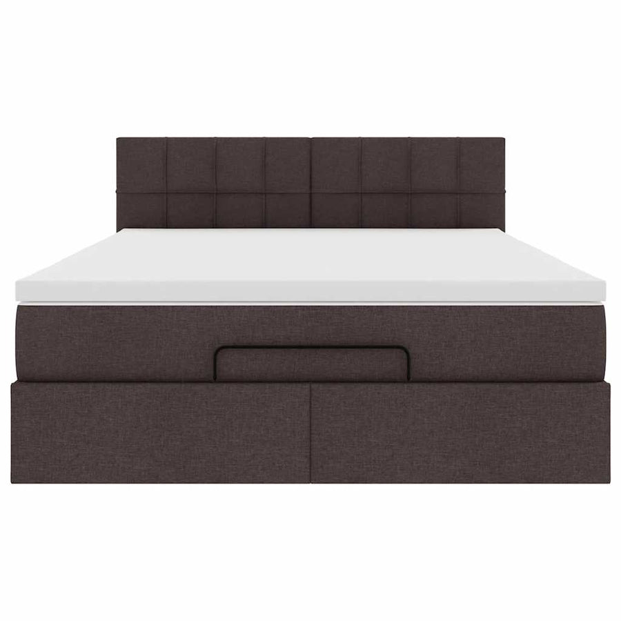 Bed poef met matras en LED's 140x190 cm stof donkerbruin