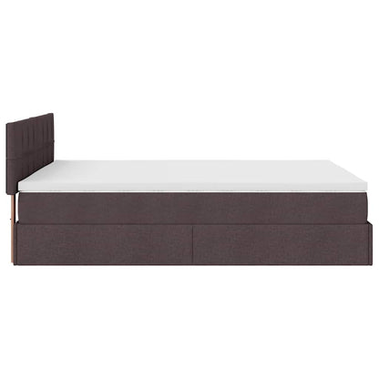 Bed poef met matras en LED's 140x190 cm stof donkerbruin