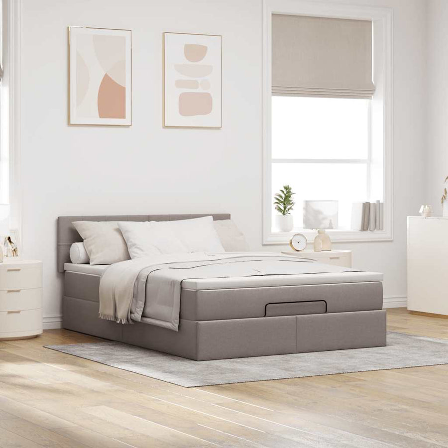 Bed Poef Met Matras En Led's Stof 140 x 190 cm Taupe
