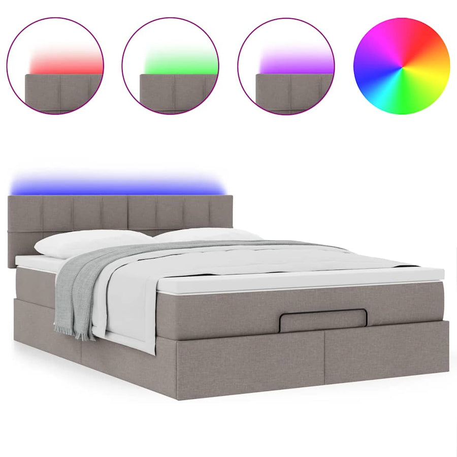 Bed Poef Met Matras En Led's Stof 140 x 190 cm Taupe