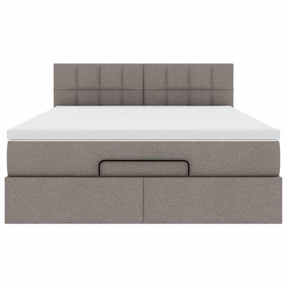 Bed Poef Met Matras En Led's Stof 140 x 190 cm Taupe