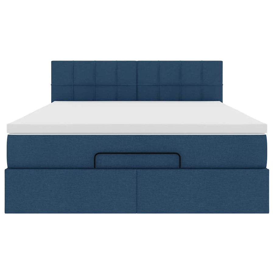 Bed poef met matras en LED's stof 140x190 cm blauw