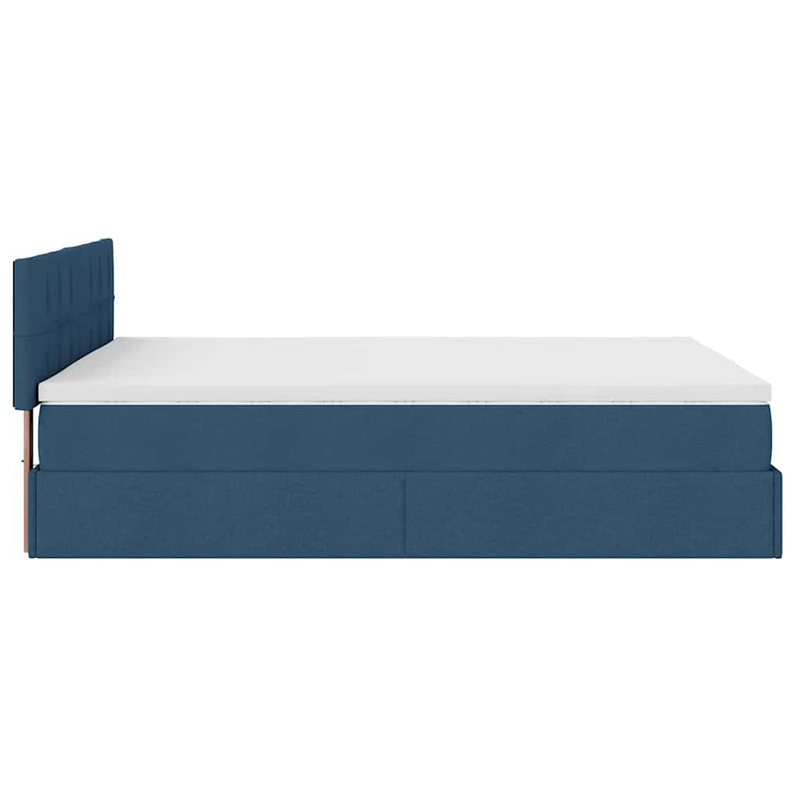 Bed poef met matras en LED's stof 140x190 cm blauw