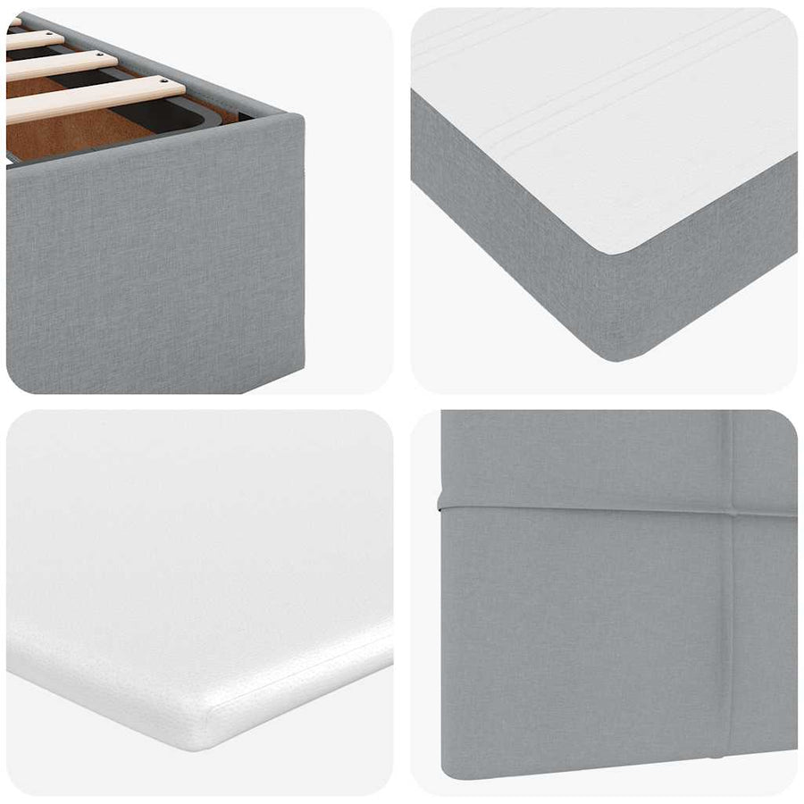 Ottoman bed met matras en LED's 140x200cm stof lichtgrijs