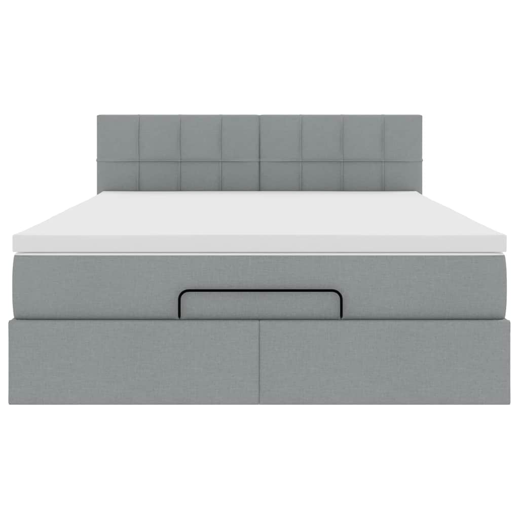 Ottoman bed met matras en LED's 140x200cm stof lichtgrijs
