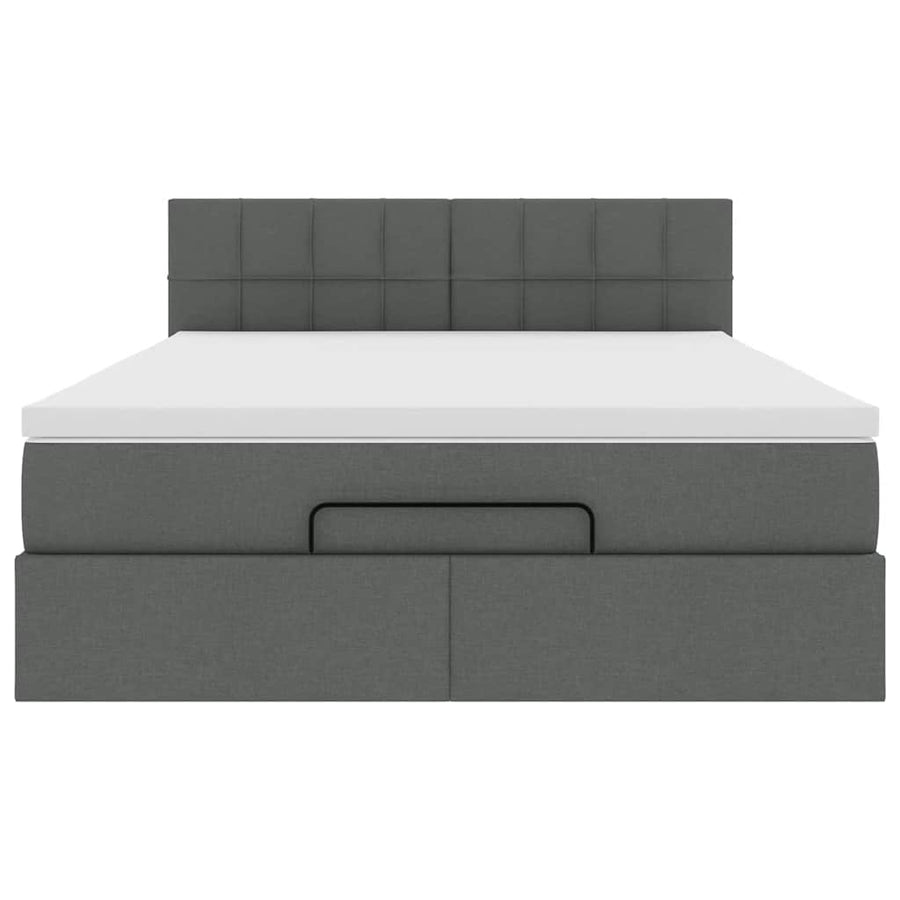 Ottoman bed met matras en LED's 140x200 cm stof donkergrijs