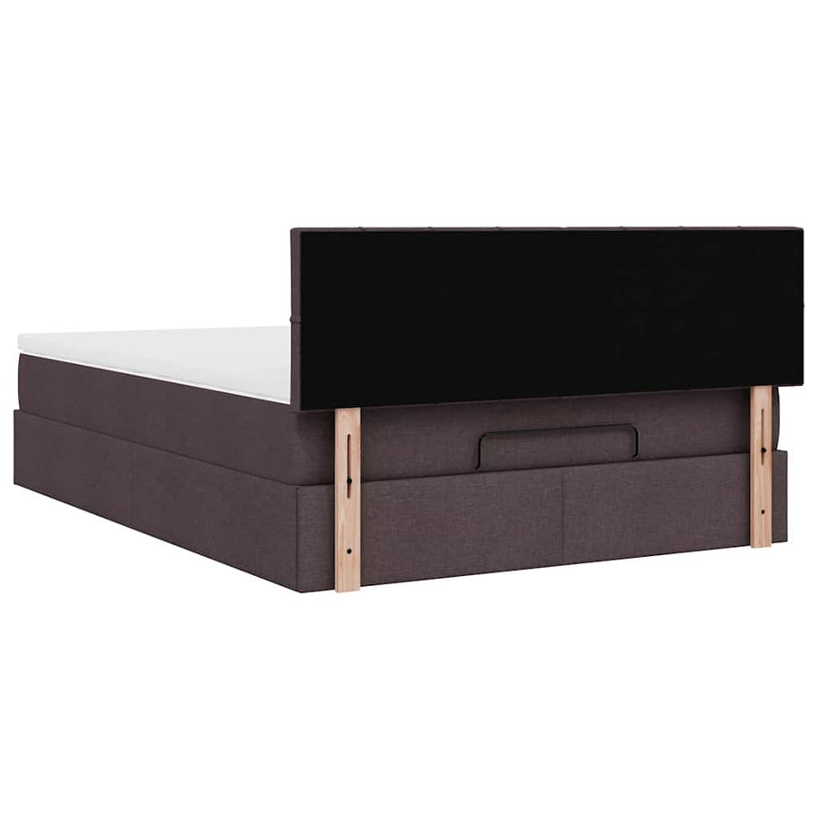 Ottoman bed met matras en LED's 140x200cm stof donkerbruin