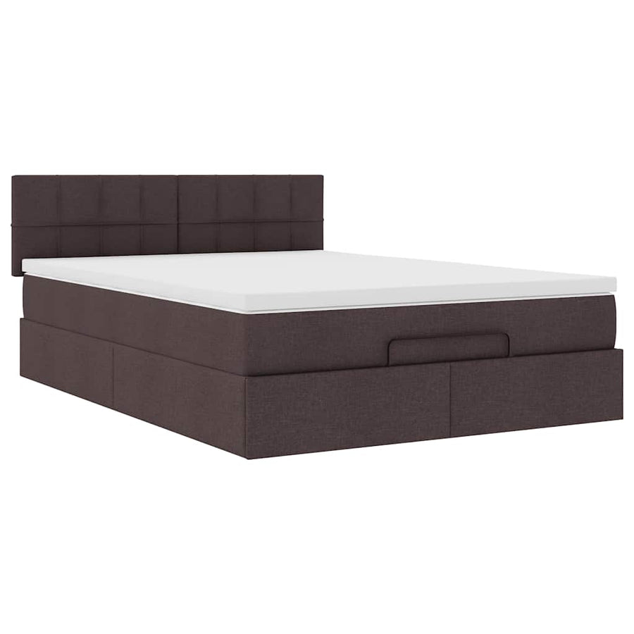 Ottoman bed met matras en LED's 140x200cm stof donkerbruin