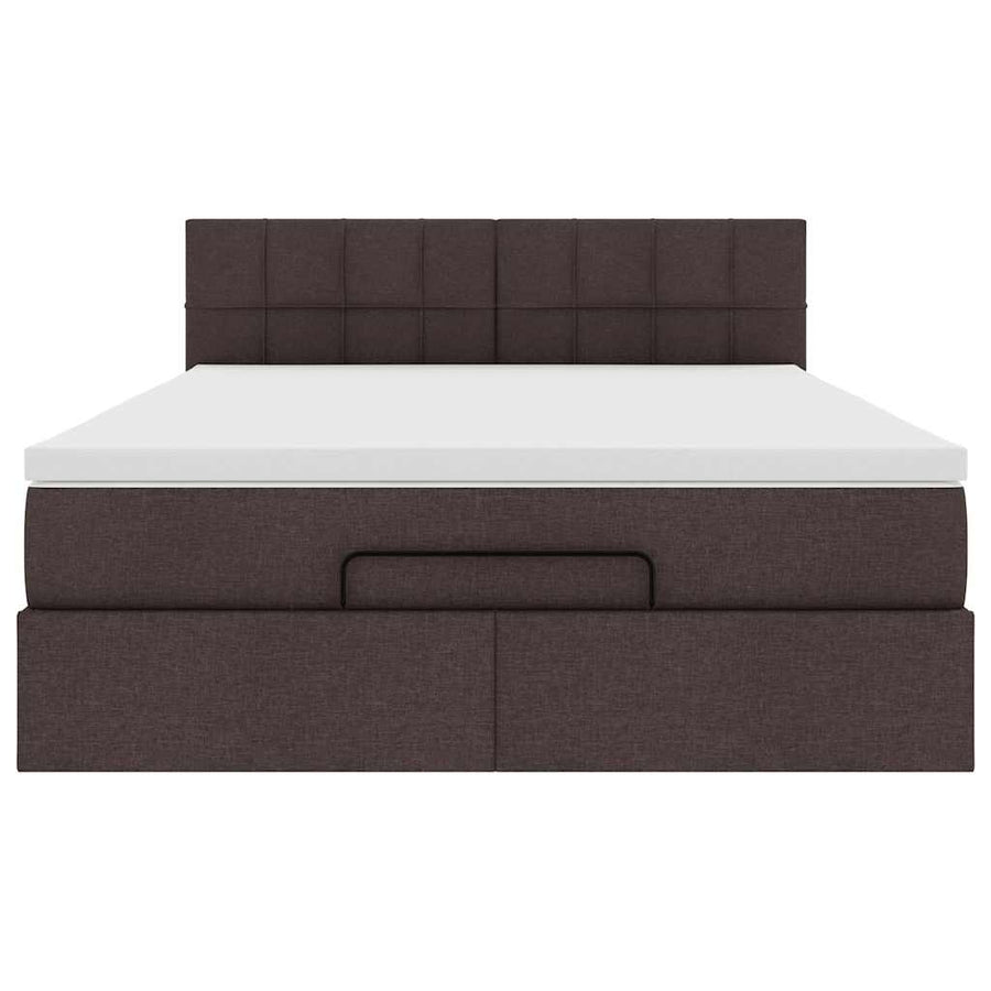 Ottoman bed met matras en LED's 140x200cm stof donkerbruin