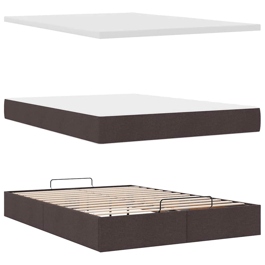 Ottoman bed met matras en LED's 140x200cm stof donkerbruin
