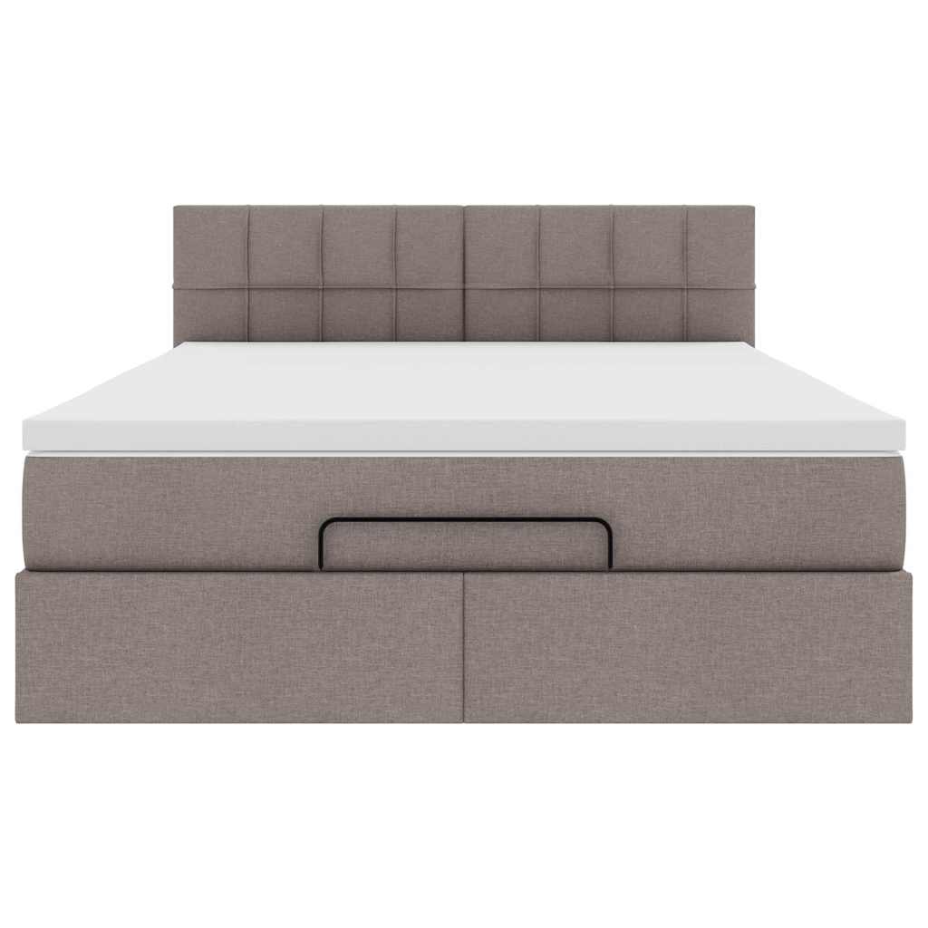 Ottoman bed met matras en LED's 140x200 cm stof taupe