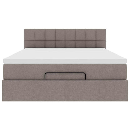 Ottoman bed met matras en LED's 140x200 cm stof taupe
