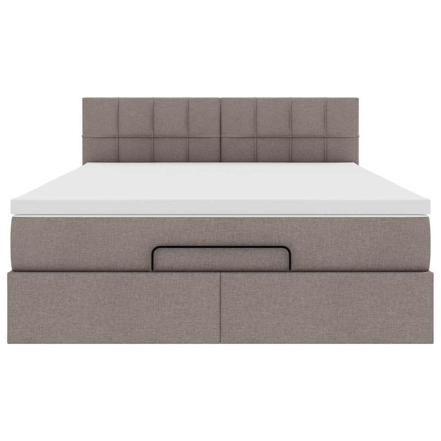 Ottoman bed met matras en LED's 140x200 cm stof taupe