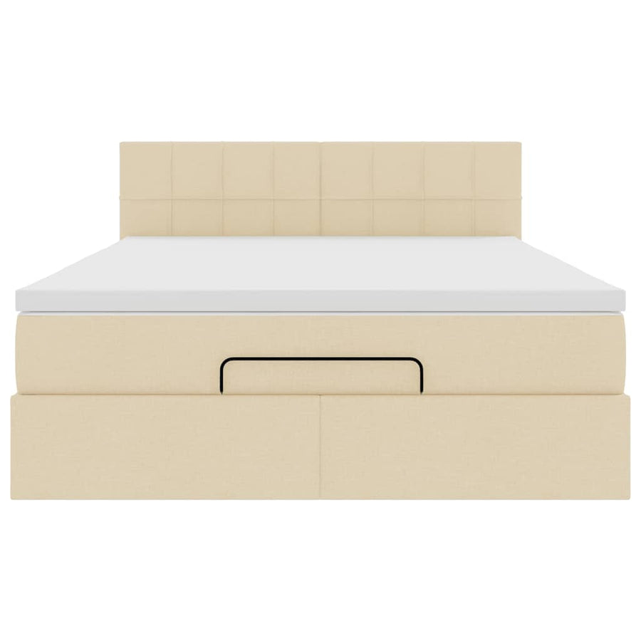 Ottoman bed met matras en LED's 140x200 cm stof crèmekleurig