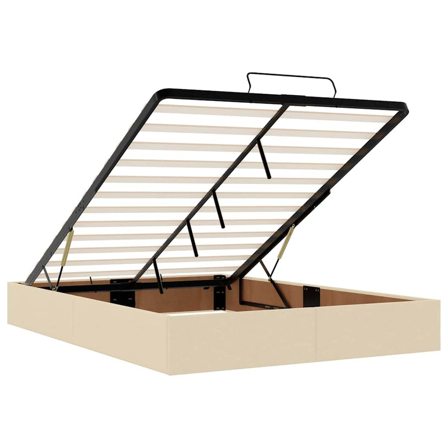 Ottoman bed met matras en LED's 140x200 cm stof crèmekleurig