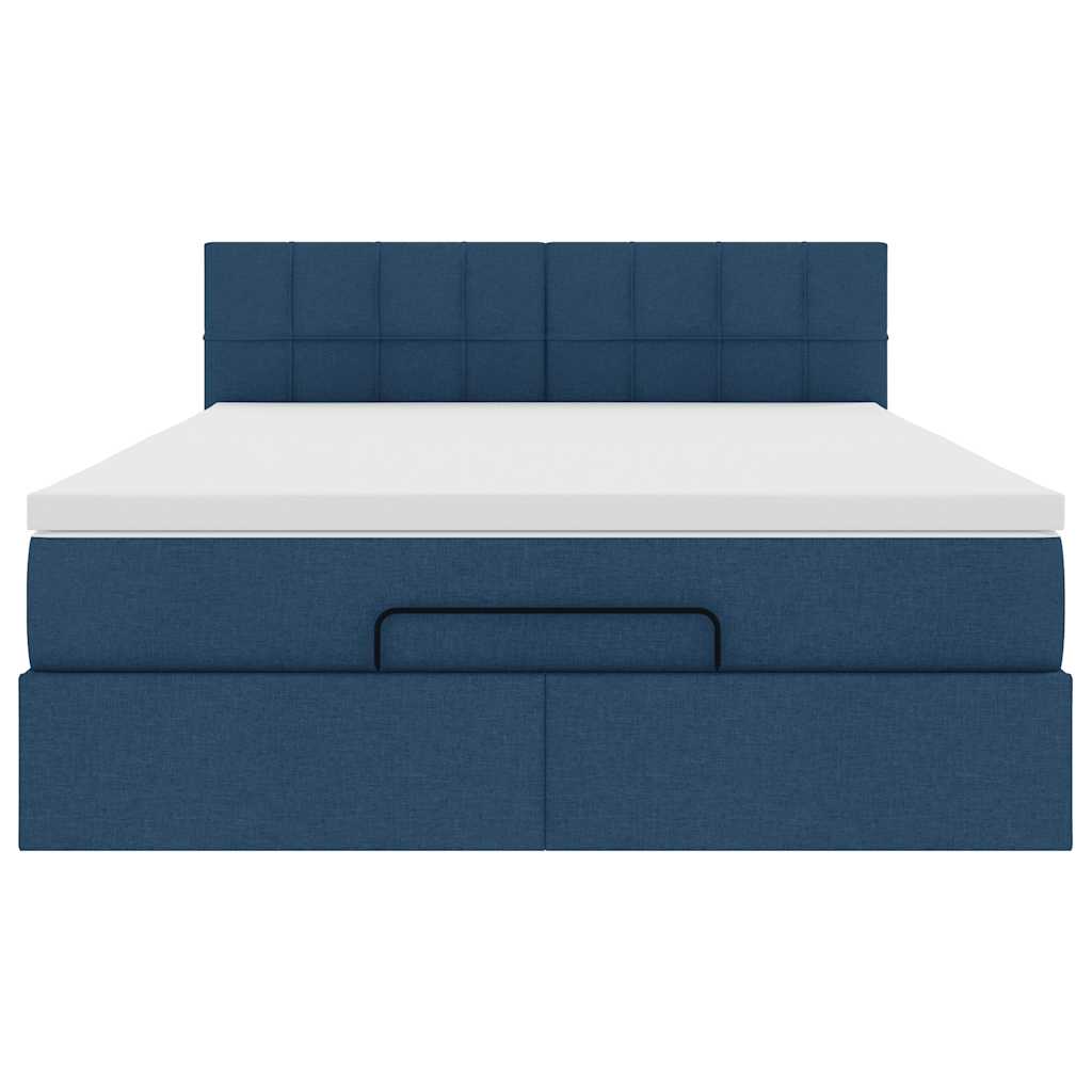 Ottoman bed met matras en LED's 140x200cm stof blauw