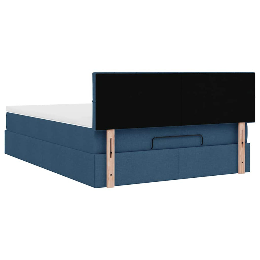 Ottoman bed met matras en LED's 140x200cm stof blauw