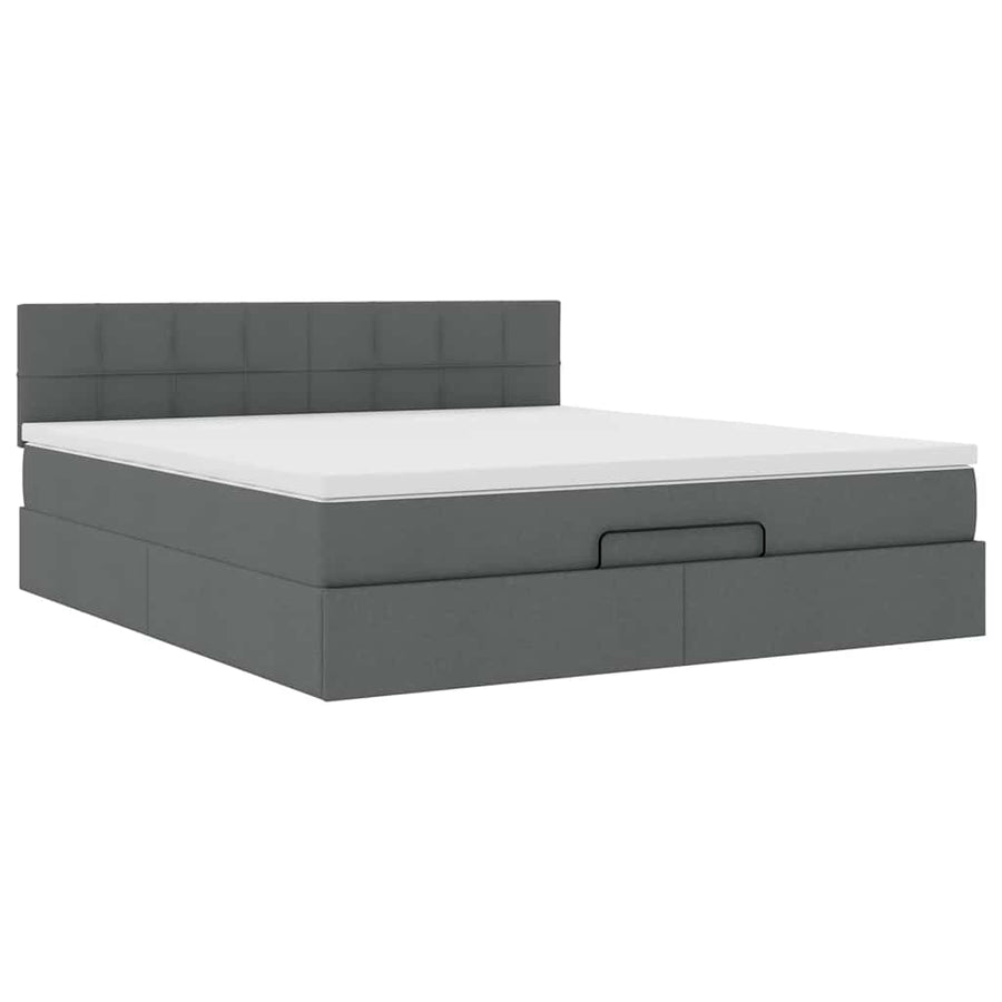 Ottoman bed met matras en LED's 160x200cm stof donkergrijs