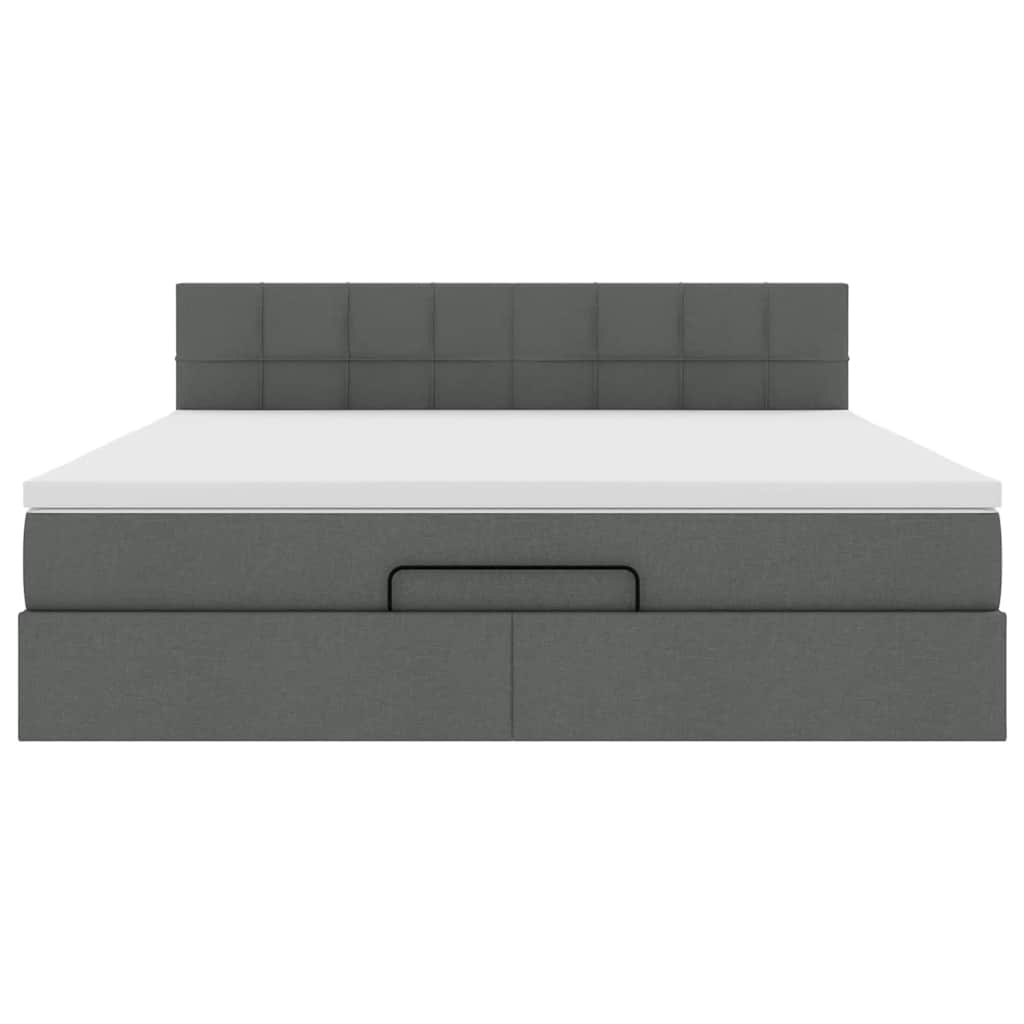 Ottoman bed met matras en LED's 160x200cm stof donkergrijs