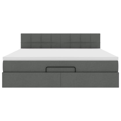 Ottoman bed met matras en LED's 160x200cm stof donkergrijs
