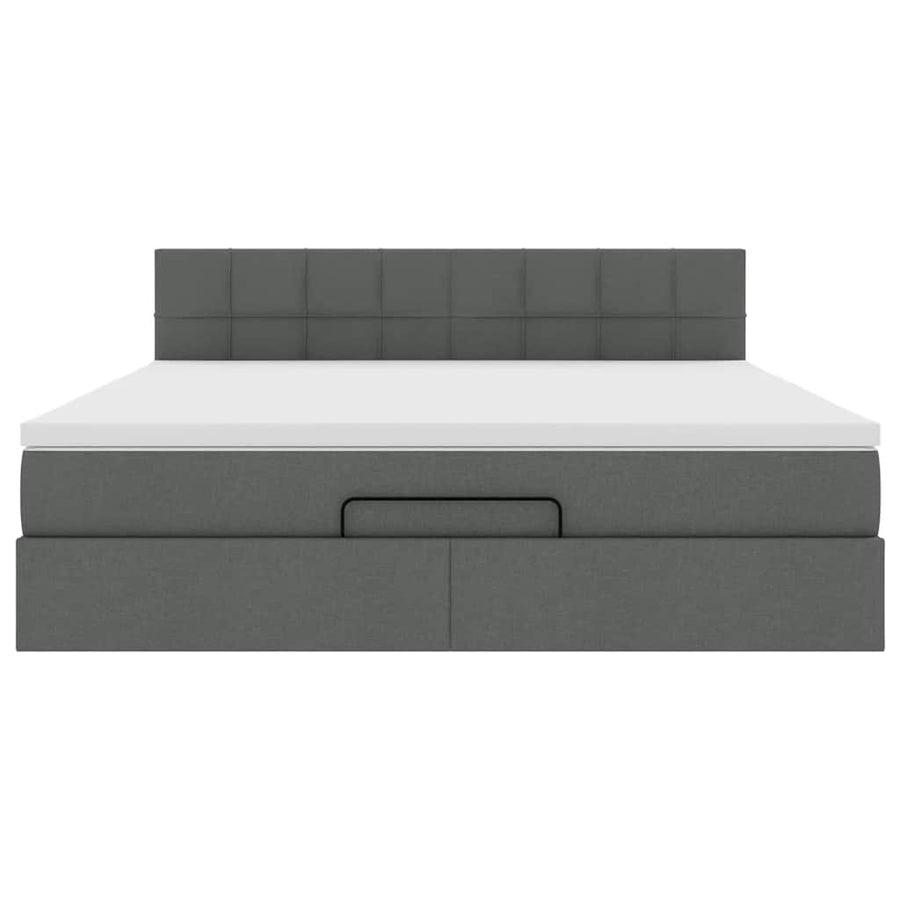 Ottoman bed met matras en LED's 160x200cm stof donkergrijs