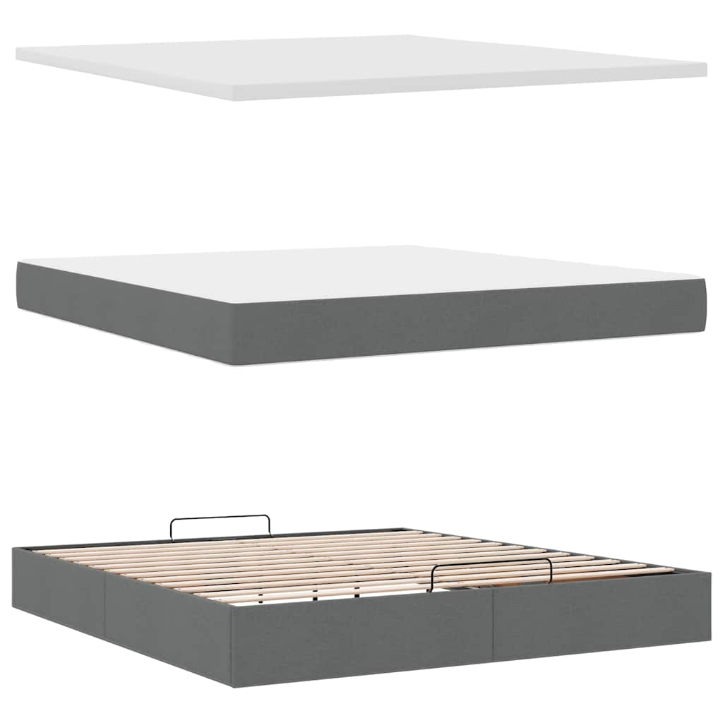 Ottoman bed met matras en LED's 160x200cm stof donkergrijs