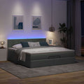 Ottoman bed met matras en LED's 160x200cm stof donkergrijs