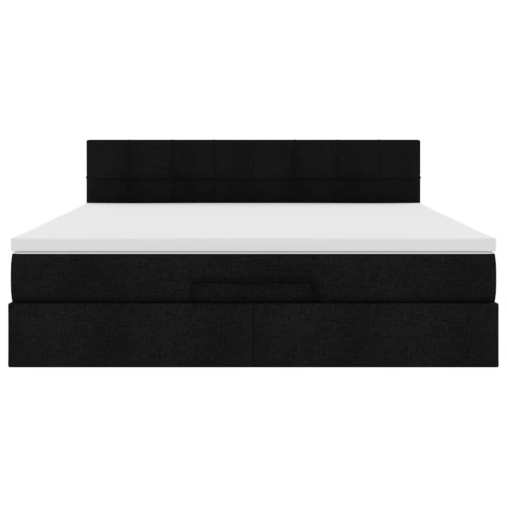 Ottoman bed met matras en LED's 160x200cm stof zwart