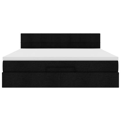 Ottoman bed met matras en LED's 160x200cm stof zwart