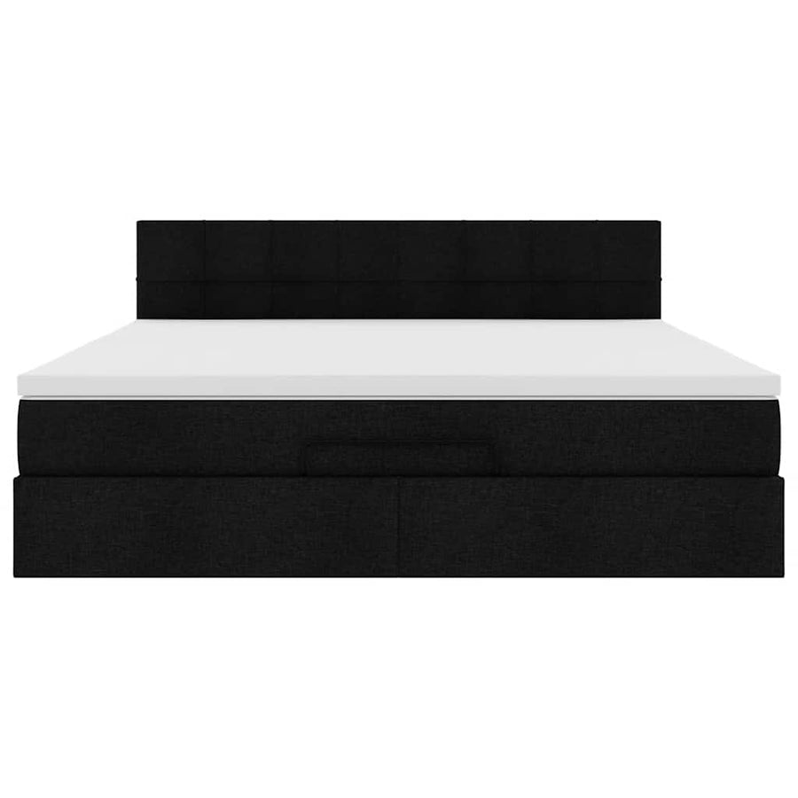 Ottoman bed met matras en LED's 160x200cm stof zwart