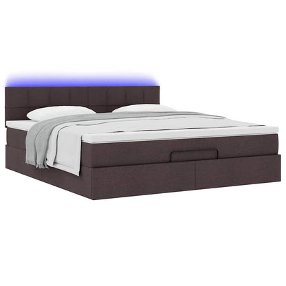 Ottoman bed met matras en LED's 160x200cm stof donkerbruin