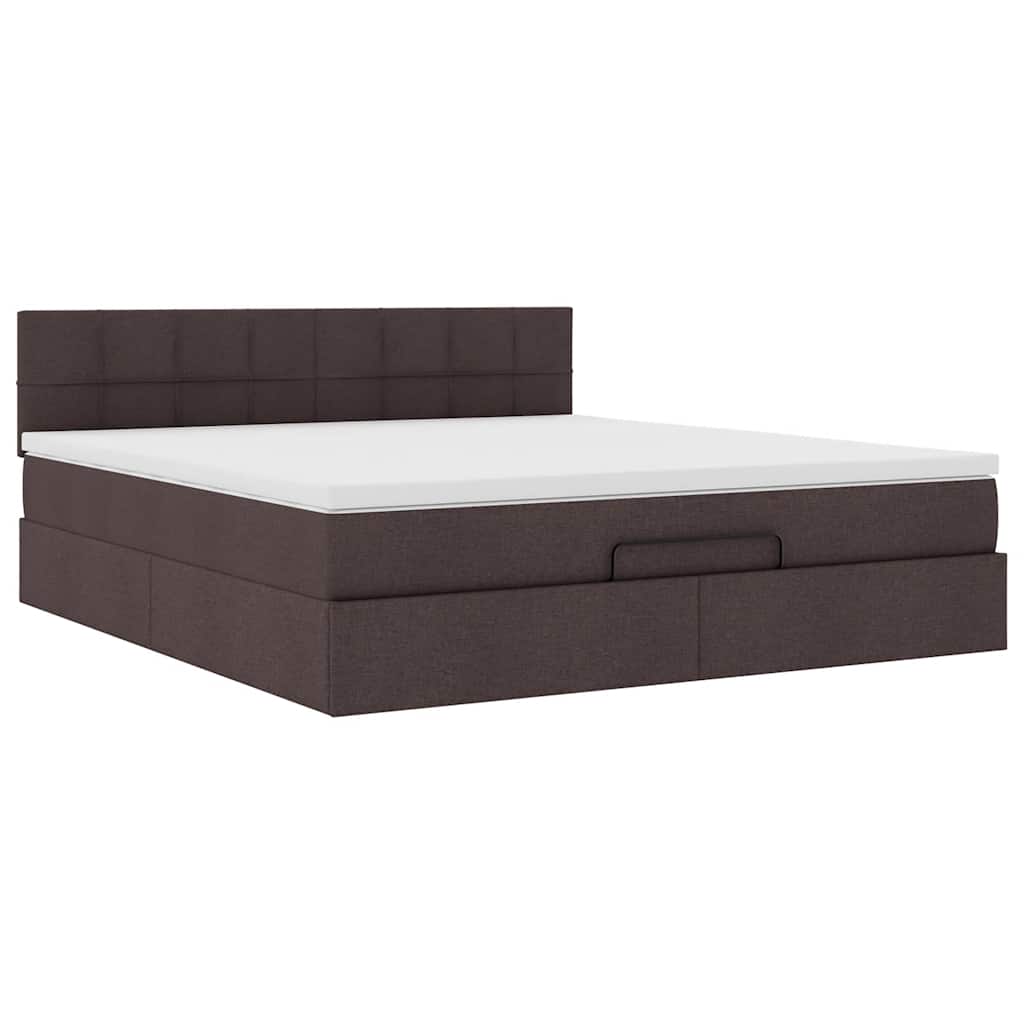 Ottoman bed met matras en LED's 160x200cm stof donkerbruin
