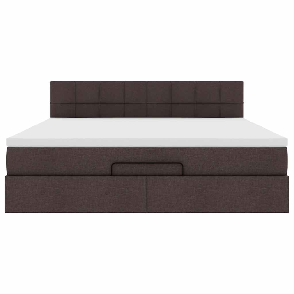 Ottoman bed met matras en LED's 160x200cm stof donkerbruin