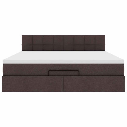 Ottoman bed met matras en LED's 160x200cm stof donkerbruin