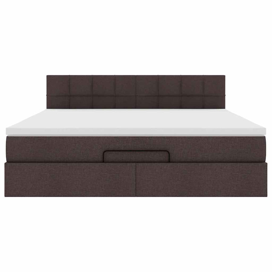 Ottoman bed met matras en LED's 160x200cm stof donkerbruin
