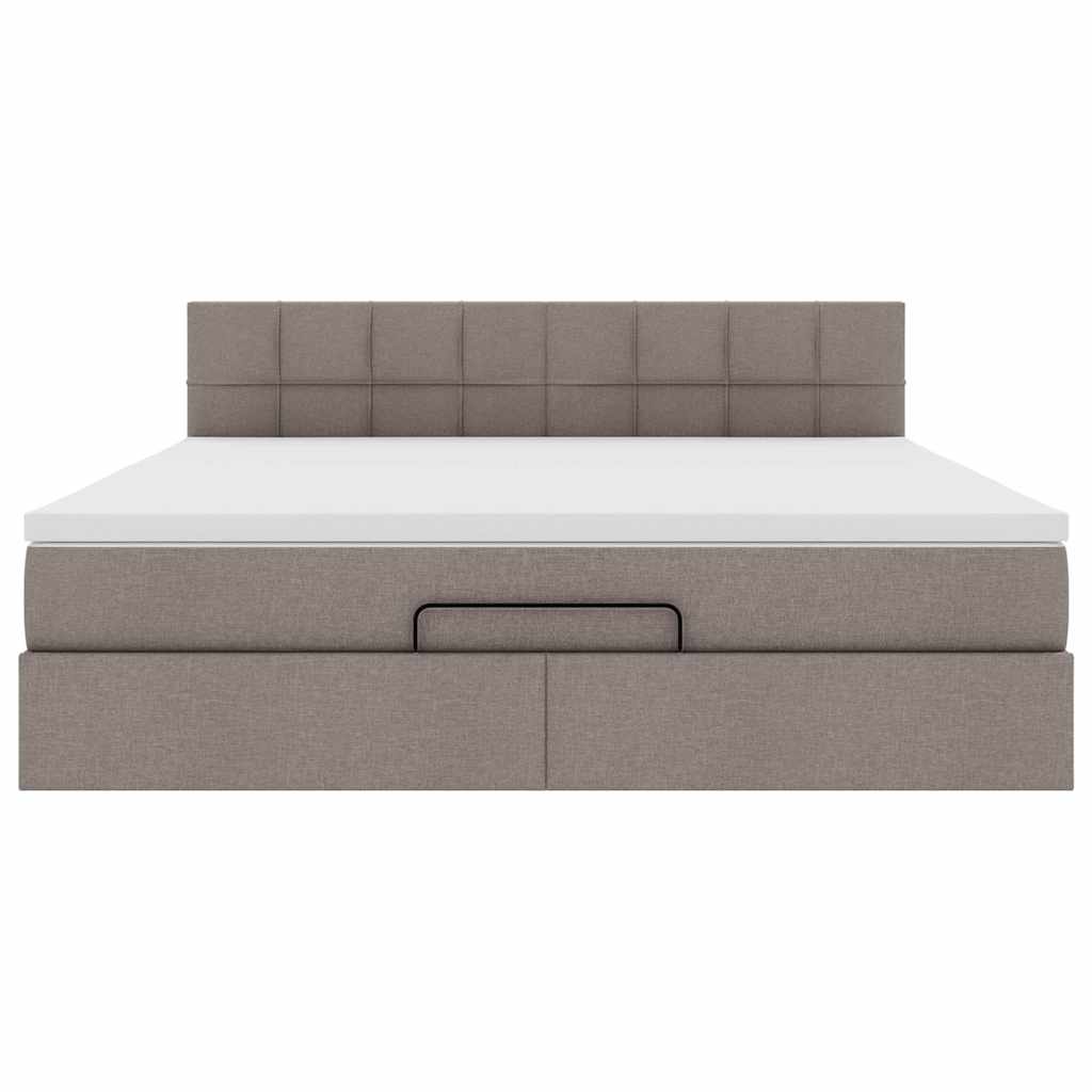 Ottoman Bed Met Matras En Led's 160X200Cm Stof 160 x 200 cm Taupe