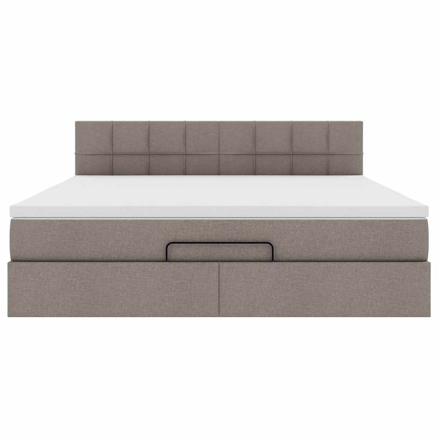 Ottoman Bed Met Matras En Led's 160X200Cm Stof 160 x 200 cm Taupe