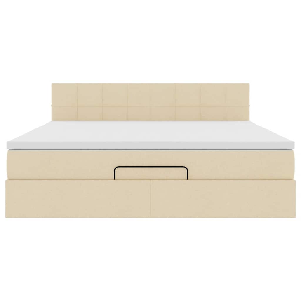Ottoman bed met matras en LED's 160x200cm stof crèmekleurig