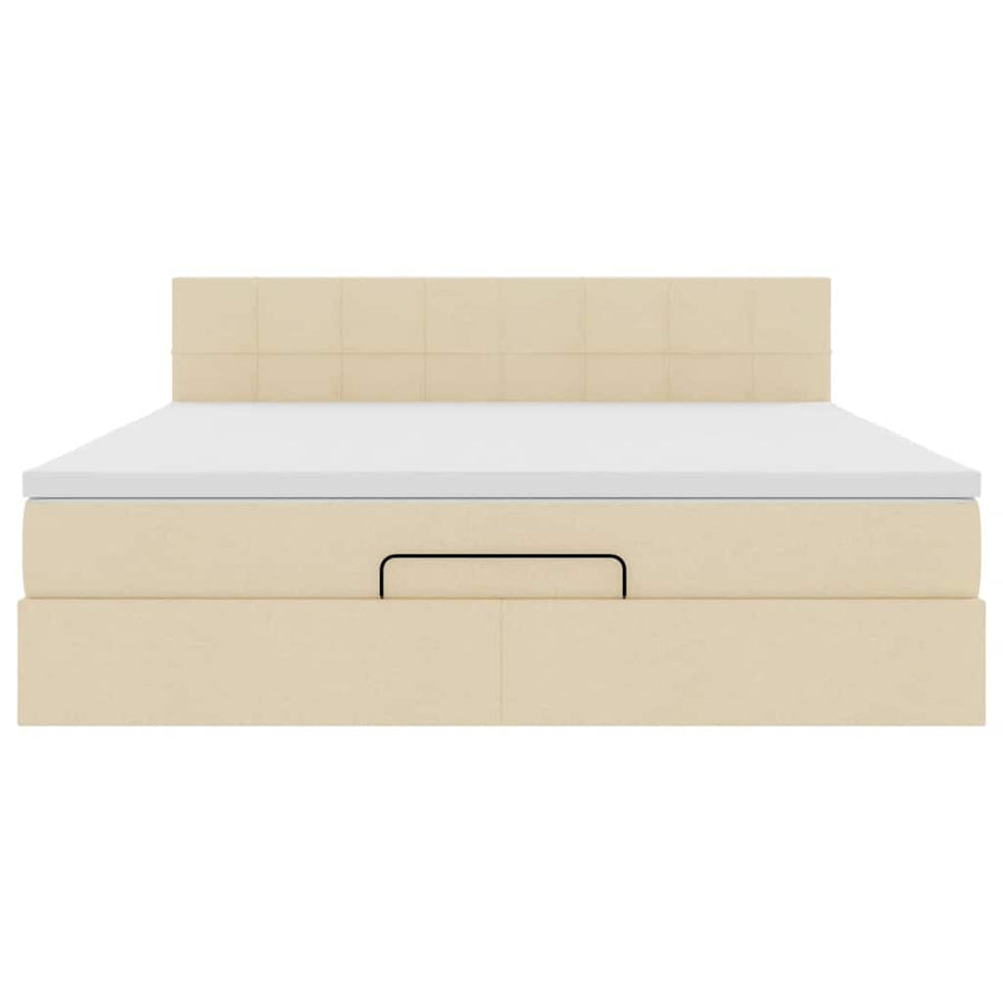 Ottoman bed met matras en LED's 160x200cm stof crèmekleurig