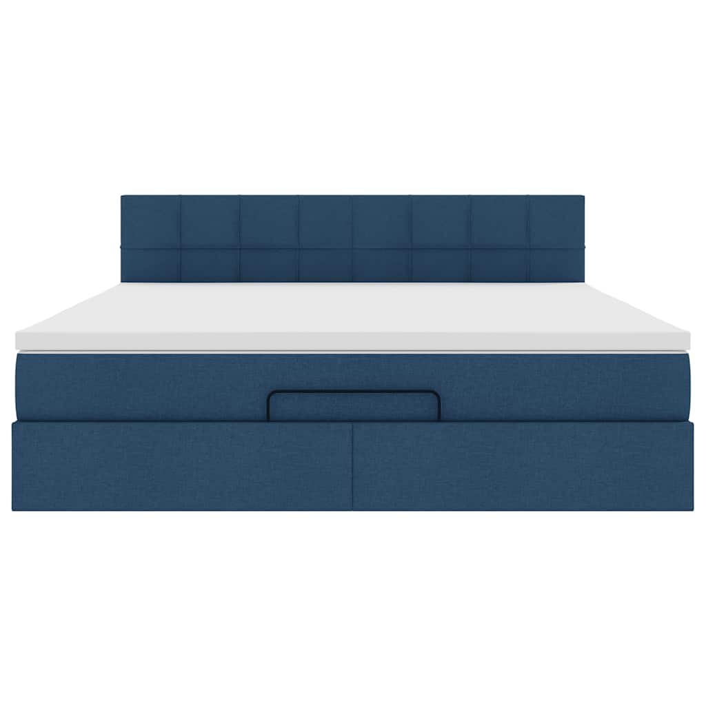 Ottoman bed met matras en LED's 160x200cm stof blauw
