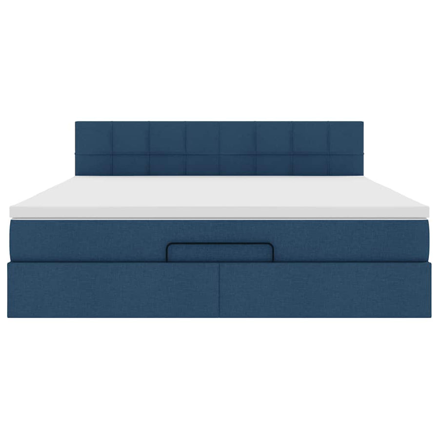 Ottoman bed met matras en LED's 160x200cm stof blauw