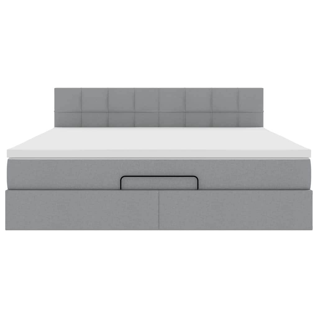 Ottoman bed met matras en LED's 180x200cm stof lichtgrijs