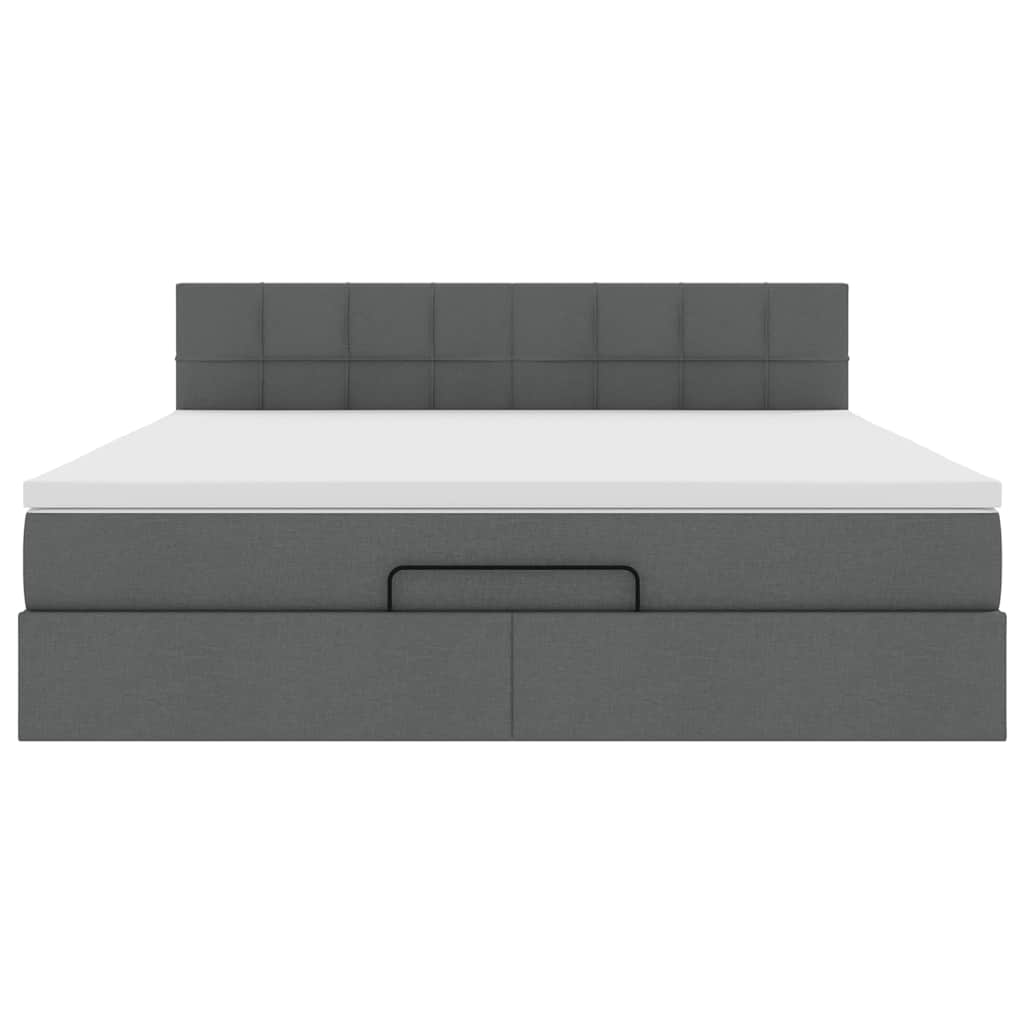 Ottoman bed met matras en LED's 180x200cm stof donkergrijs