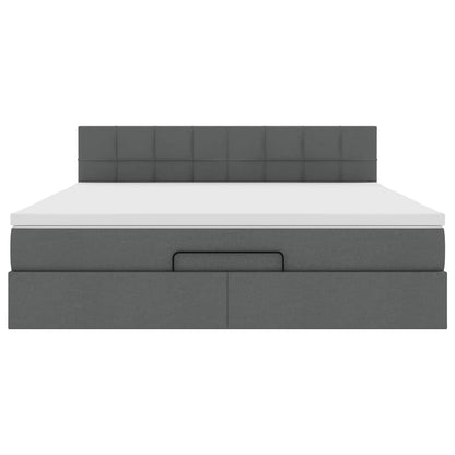 Ottoman bed met matras en LED's 180x200cm stof donkergrijs
